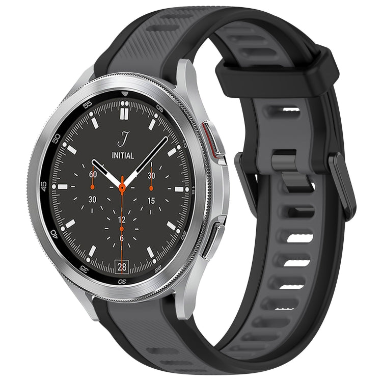 For Samsung  Galaxy Watch 4 Classic 46mm 20mm Two Color Textured Silicone Watch Band(Grey+Black) - Watch Bands by PMC TechLife | Online Shopping South Africa | PMC TechLife