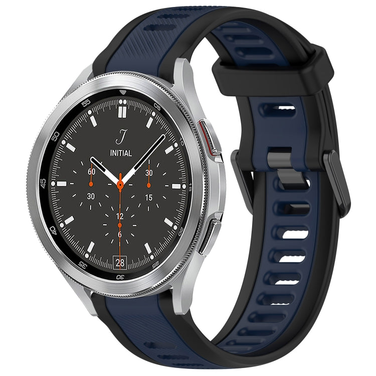 For Samsung  Galaxy Watch 4 Classic 46mm 20mm Two Color Textured Silicone Watch Band(Midnight Blue+Black) - Watch Bands by PMC TechLife | Online Shopping South Africa | PMC TechLife