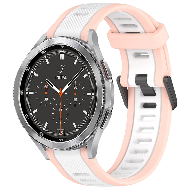 For Samsung  Galaxy Watch 4 Classic 46mm 20mm Two Color Textured Silicone Watch Band(White+Pink) - Watch Bands by PMC TechLife | Online Shopping South Africa | PMC TechLife