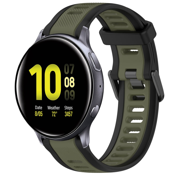 For Samsung Galaxy Watch Active 2 40mm 20mm Two Color Textured Silicone Watch Band(Green+Black) - Watch Bands by PMC TechLife | Online Shopping South Africa | PMC TechLife