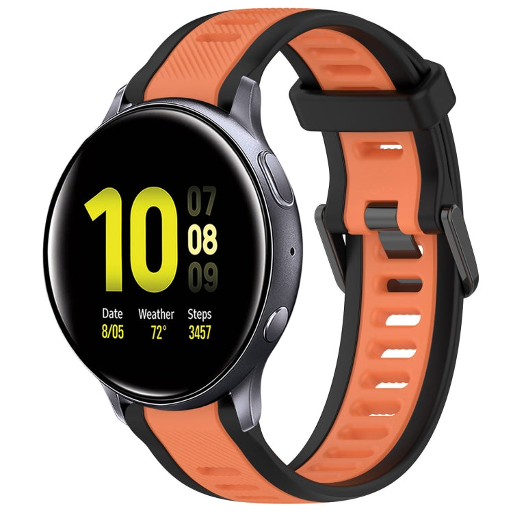 For Samsung Galaxy Watch Active 2 40mm 20mm Two Color Textured Silicone Watch Band(Orange+Black) - Watch Bands by PMC TechLife | Online Shopping South Africa | PMC TechLife