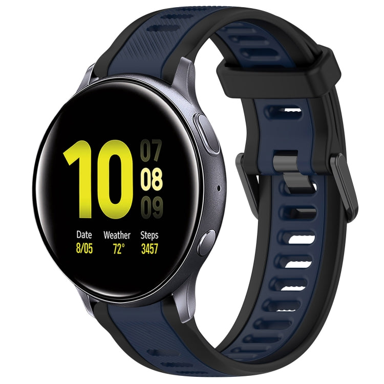 For Samsung Galaxy Watch Active 2 40mm 20mm Two Color Textured Silicone Watch Band(Midnight Blue+Black) - Watch Bands by PMC TechLife | Online Shopping South Africa | PMC TechLife