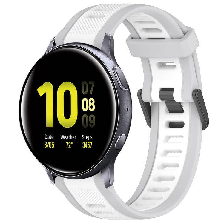 For Samsung Galaxy Watch Active 2 40mm 20mm Two Color Textured Silicone Watch Band(White+Grey) - Watch Bands by PMC TechLife | Online Shopping South Africa | PMC TechLife