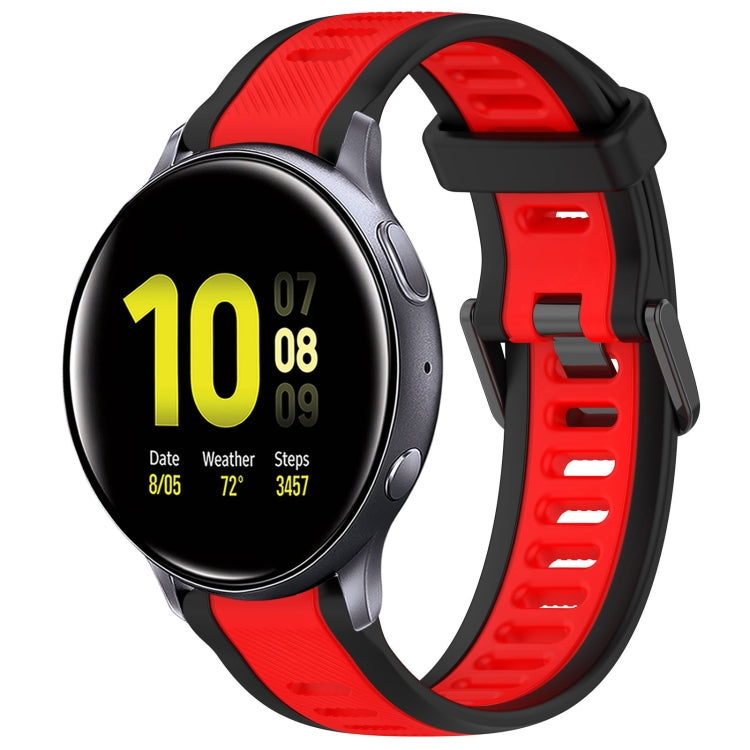 For Samsung Galaxy Watch Active 2 44mm 20mm Two Color Textured Silicone Watch Band(Red+Black) - Watch Bands by PMC TechLife | Online Shopping South Africa | PMC TechLife