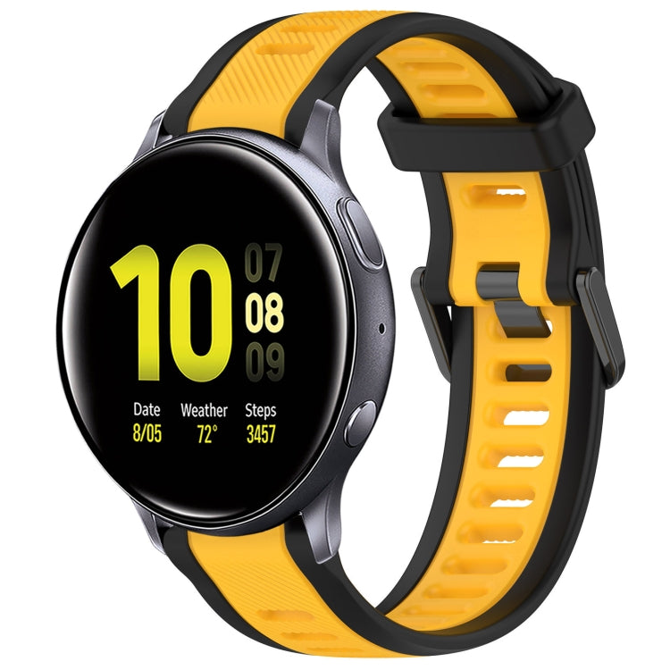 For Samsung Galaxy Watch Active 2 44mm 20mm Two Color Textured Silicone Watch Band(Yellow+Black) - Watch Bands by PMC TechLife | Online Shopping South Africa | PMC TechLife