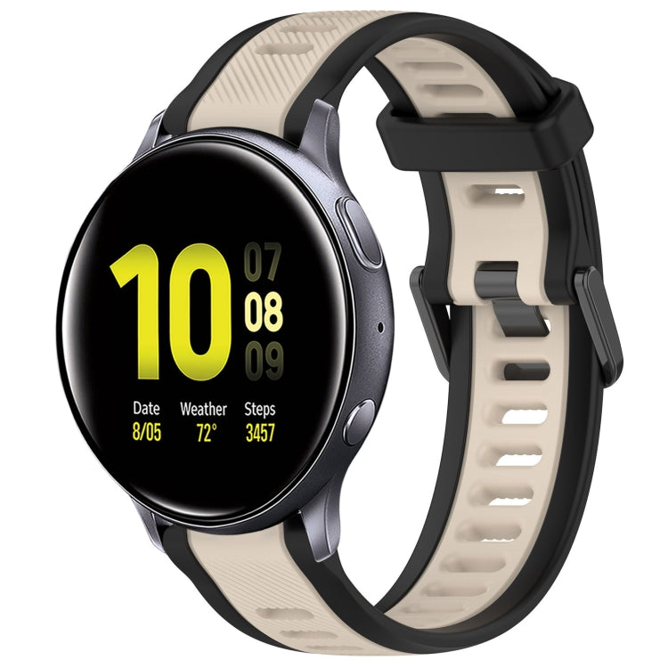For Samsung Galaxy Watch Active 2 44mm 20mm Two Color Textured Silicone Watch Band(Starlight + Black) - Watch Bands by PMC TechLife | Online Shopping South Africa | PMC TechLife