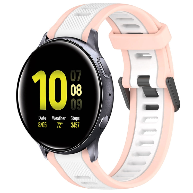 For Samsung Galaxy Watch Active 2 44mm 20mm Two Color Textured Silicone Watch Band(White+Pink) - Watch Bands by PMC TechLife | Online Shopping South Africa | PMC TechLife