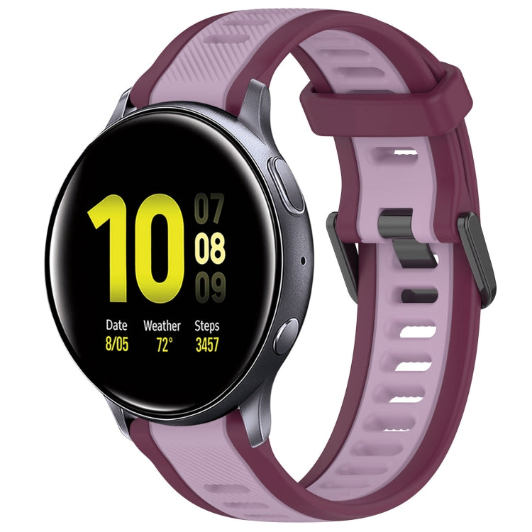 For Samsung Galaxy Watch Active 2 44mm 20mm Two Color Textured Silicone Watch Band(Purple) - free shipping - PMC TechLife - Order now!