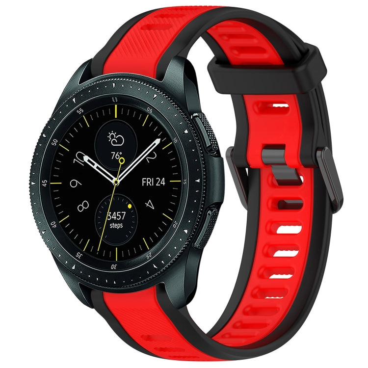 For Samsung Galaxy Watch 42mm 20mm Two Color Textured Silicone Watch Band(Red+Black) - Watch Bands by PMC TechLife | Online Shopping South Africa | PMC TechLife