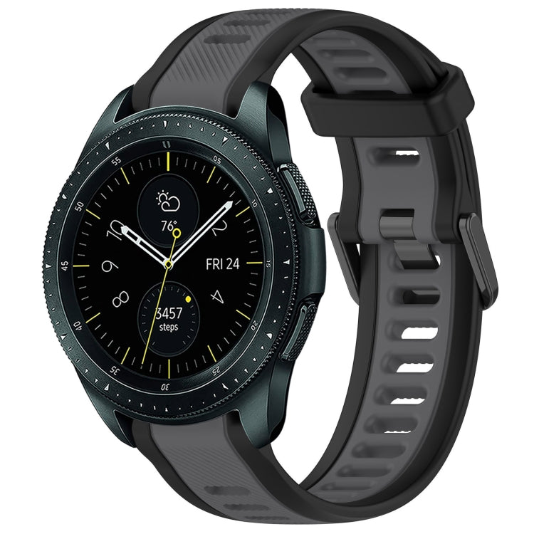 For Samsung Galaxy Watch 42mm 20mm Two Color Textured Silicone Watch Band(Grey+Black) - Watch Bands by PMC TechLife | Online Shopping South Africa | PMC TechLife