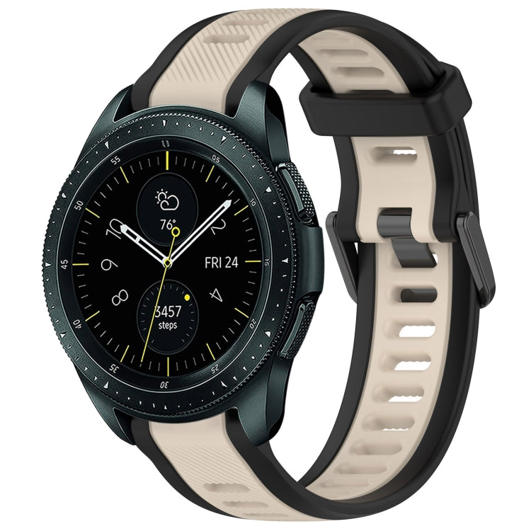 For Samsung Galaxy Watch 42mm 20mm Two Color Textured Silicone Watch Band(Starlight + Black) - Watch Bands by PMC TechLife | Online Shopping South Africa | PMC TechLife