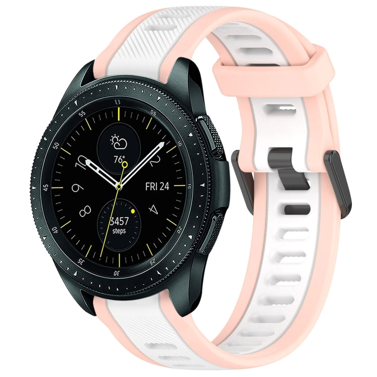 For Samsung Galaxy Watch 42mm 20mm Two Color Textured Silicone Watch Band(White+Pink) - Watch Bands by PMC TechLife | Online Shopping South Africa | PMC TechLife
