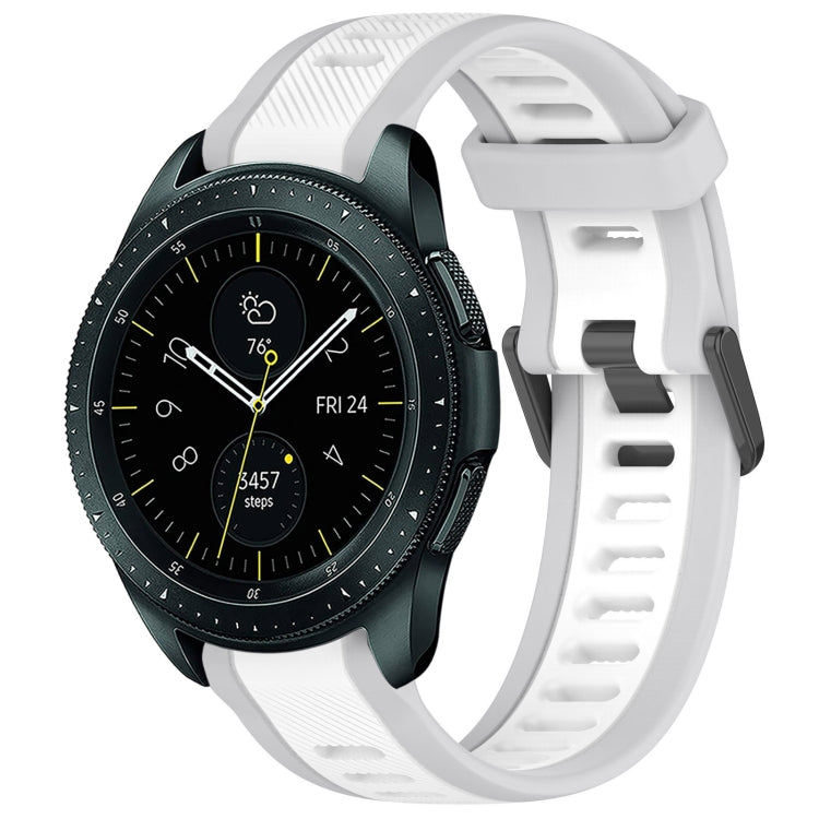 For Samsung Galaxy Watch 42mm 20mm Two Color Textured Silicone Watch Band(White+Grey) - Watch Bands by PMC TechLife | Online Shopping South Africa | PMC TechLife