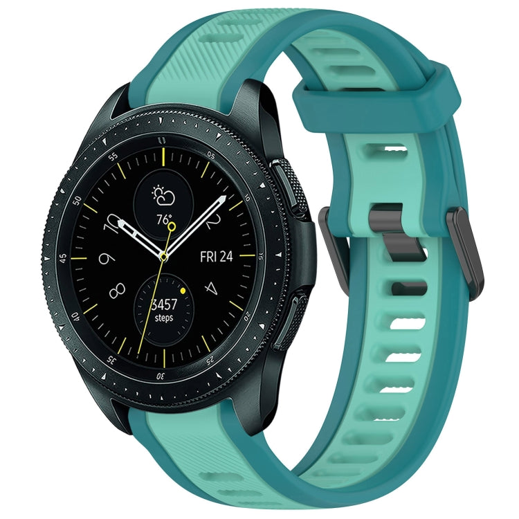 For Samsung Galaxy Watch 42mm 20mm Two Color Textured Silicone Watch Band(Teal) - Watch Bands by PMC TechLife | Online Shopping South Africa | PMC TechLife