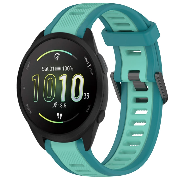 For Garmin Forerunner 165 20mm Two Color Textured Silicone Watch Band(Teal) - Watch Bands by PMC TechLife | Online Shopping South Africa | PMC TechLife