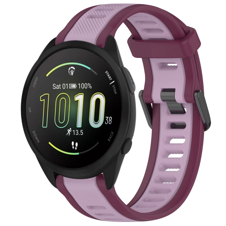 For Garmin Forerunner 165 20mm Two Color Textured Silicone Watch Band(Purple) - Watch Bands by PMC TechLife | Online Shopping South Africa | PMC TechLife | Buy Now Pay Later Mobicred