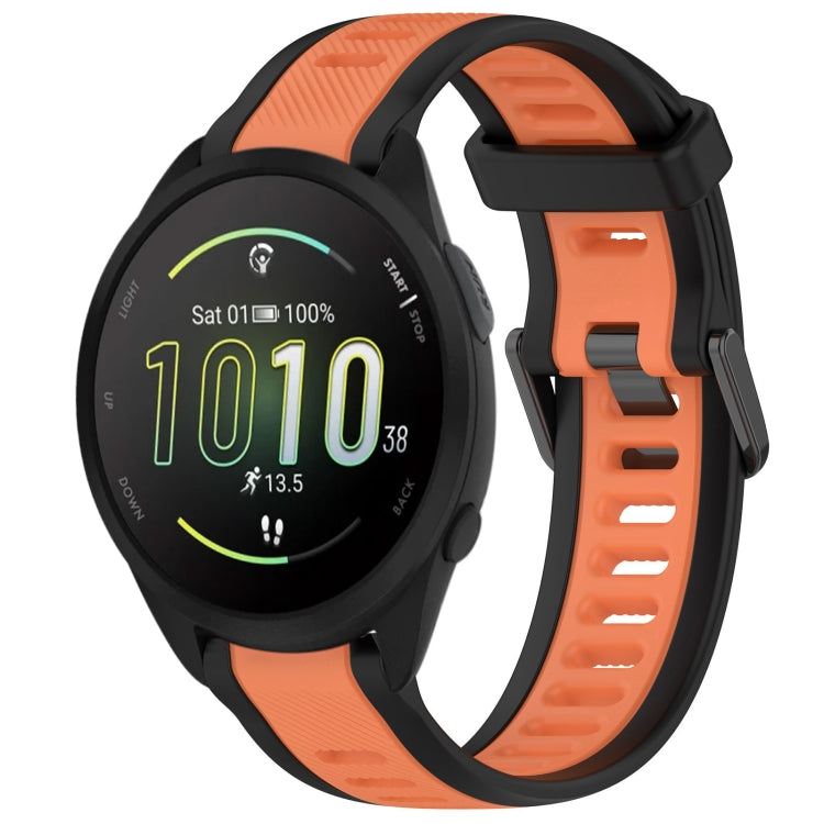 For Garmin Forerunner 165 Music 20mm Two Color Textured Silicone Watch Band(Orange+Black) - Watch Bands by PMC TechLife | Online Shopping South Africa | PMC TechLife