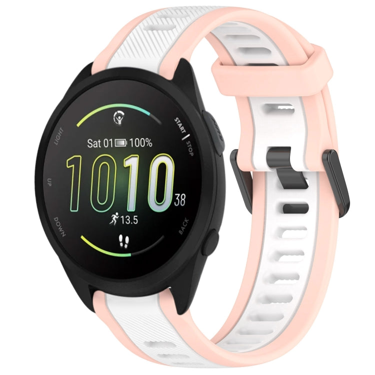 For Garmin Forerunner 165 Music 20mm Two Color Textured Silicone Watch Band(White+Pink) - free shipping - PMC TechLife - Order now!
