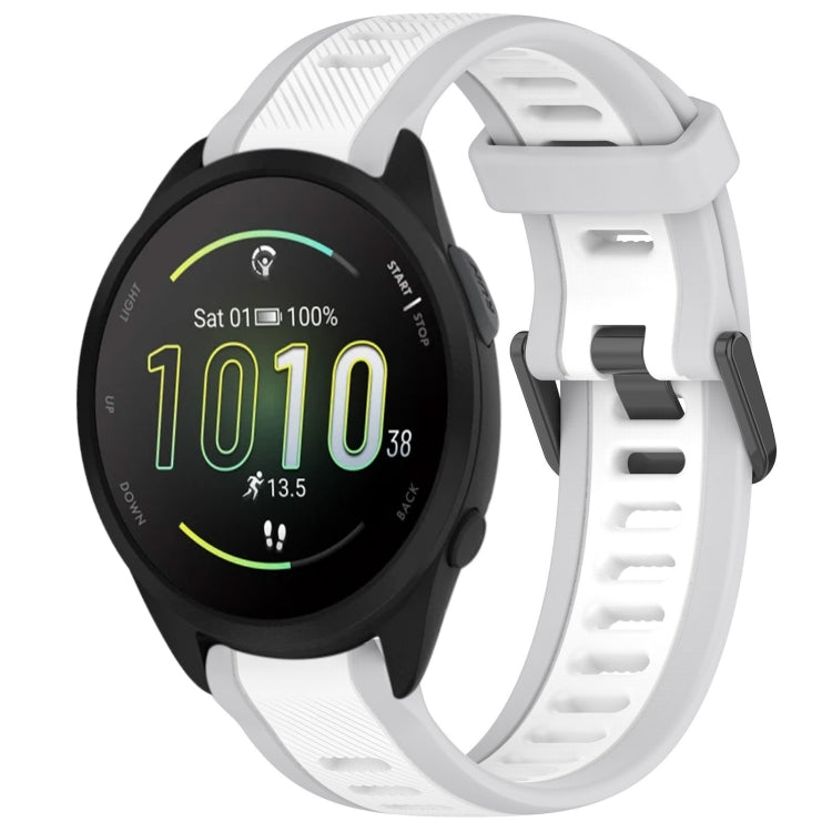 For Garmin Forerunner 165 Music 20mm Two Color Textured Silicone Watch Band(White+Grey) - Watch Bands by PMC TechLife | Online Shopping South Africa | PMC TechLife