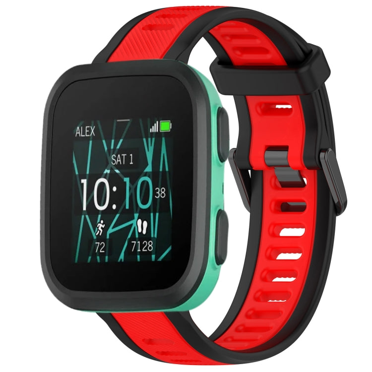 For Garmin Bounce 20mm Two Color Textured Silicone Watch Band(Red+Black) - Watch Bands by PMC TechLife | Online Shopping South Africa | PMC TechLife