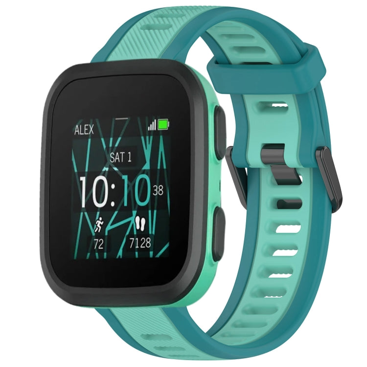 For Garmin Bounce 20mm Two Color Textured Silicone Watch Band(Teal) - Watch Bands by PMC TechLife | Online Shopping South Africa | PMC TechLife