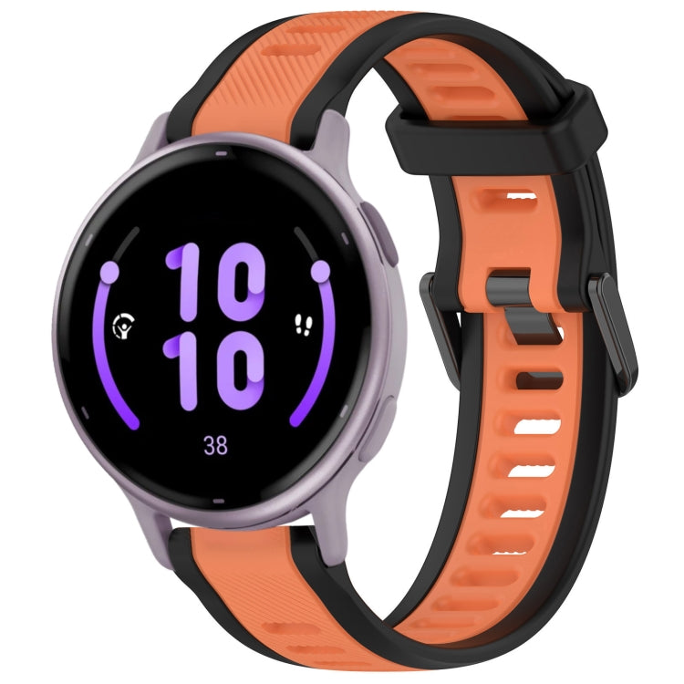 For Garmin Active 5 20mm Two Color Textured Silicone Watch Band(Orange+Black) - Watch Bands by PMC TechLife | Online Shopping South Africa | PMC TechLife