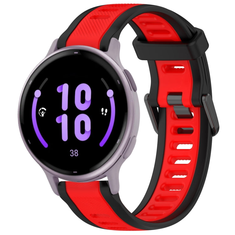 For Garmin Active 5 20mm Two Color Textured Silicone Watch Band(Red+Black) - Watch Bands by PMC TechLife | Online Shopping South Africa | PMC TechLife