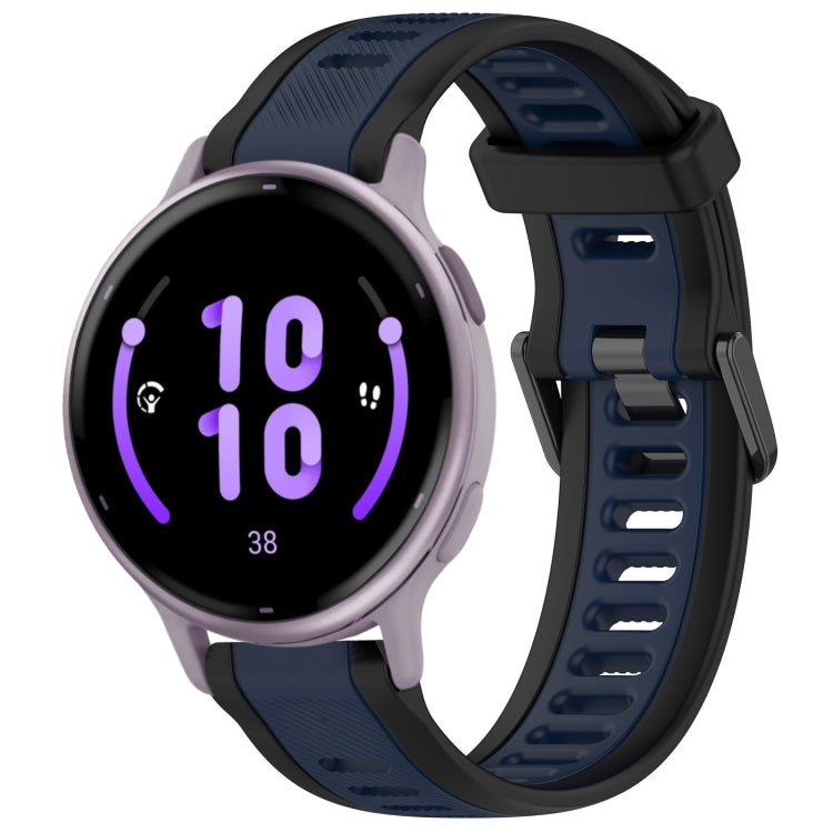For Garmin Active 5 20mm Two Color Textured Silicone Watch Band(Midnight Blue+Black) - Watch Bands by PMC TechLife | Online Shopping South Africa | PMC TechLife