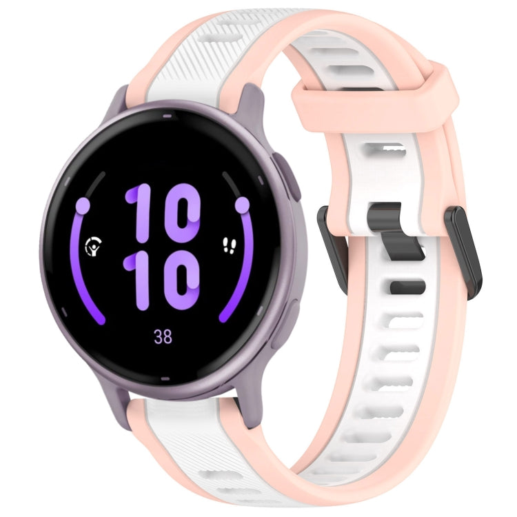 For Garmin Active 5 20mm Two Color Textured Silicone Watch Band(White+Pink) - Watch Bands by PMC TechLife | Online Shopping South Africa | PMC TechLife