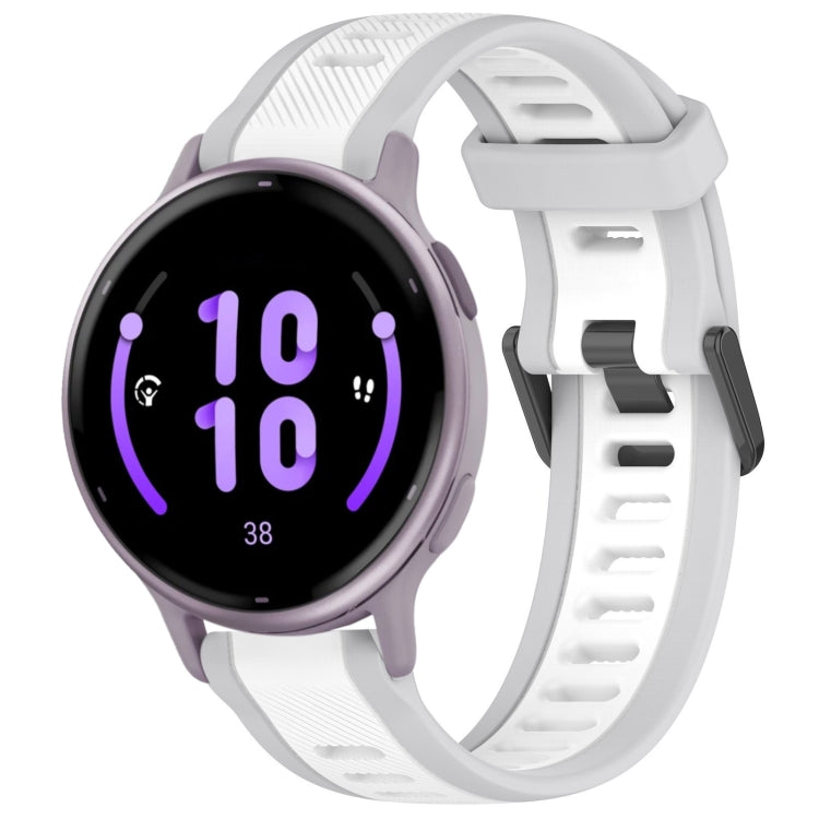 For Garmin Active 5 20mm Two Color Textured Silicone Watch Band(White+Grey) - Watch Bands by PMC TechLife | Online Shopping South Africa | PMC TechLife