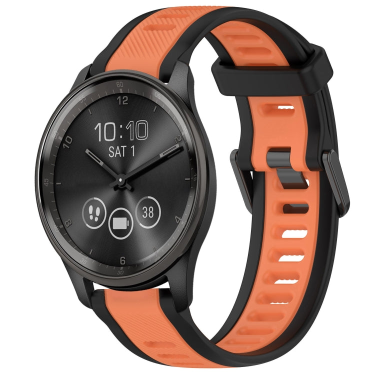 For Garmin VivoMove Trend 20mm Two Color Textured Silicone Watch Band(Orange+Black) - Watch Bands by PMC TechLife | Online Shopping South Africa | PMC TechLife
