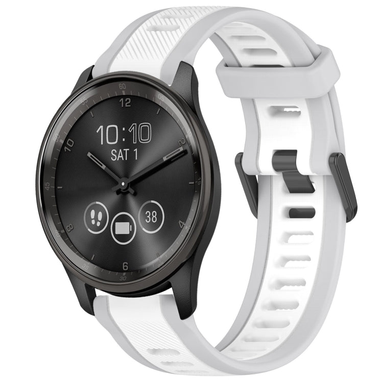 For Garmin VivoMove Trend 20mm Two Color Textured Silicone Watch Band(White+Grey) - Watch Bands by PMC TechLife | Online Shopping South Africa | PMC TechLife