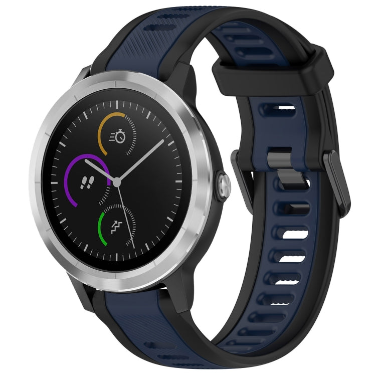 For Garmin Vivoactive 3 20mm Two Color Textured Silicone Watch Band(Midnight Blue+Black) - Watch Bands by PMC TechLife | Online Shopping South Africa | PMC TechLife