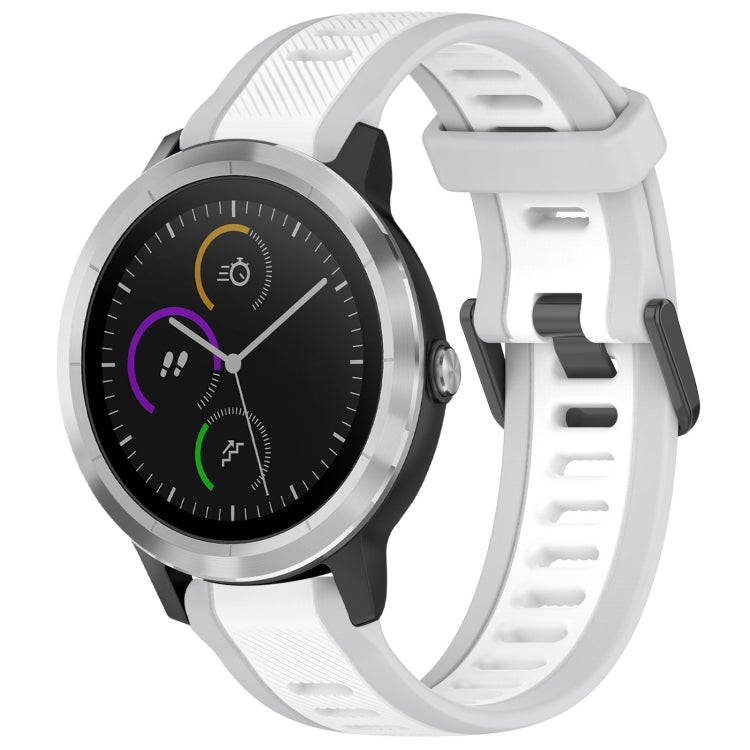 For Garmin Vivoactive 3 20mm Two Color Textured Silicone Watch Band(White+Grey) - Watch Bands by PMC TechLife | Online Shopping South Africa | PMC TechLife