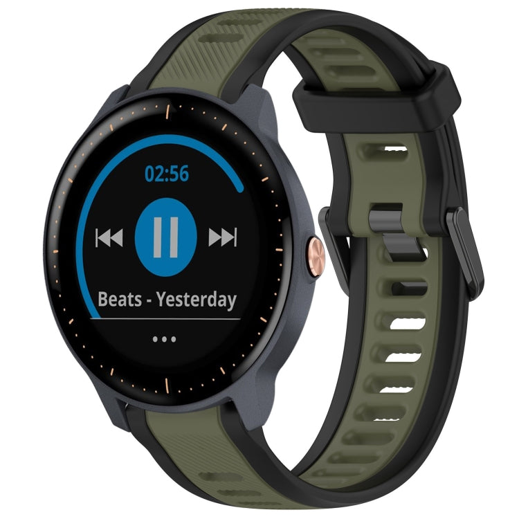 For Garmin Vivoactive3 Music 20mm Two Color Textured Silicone Watch Band(Green+Black) - Watch Bands by PMC TechLife | Online Shopping South Africa | PMC TechLife