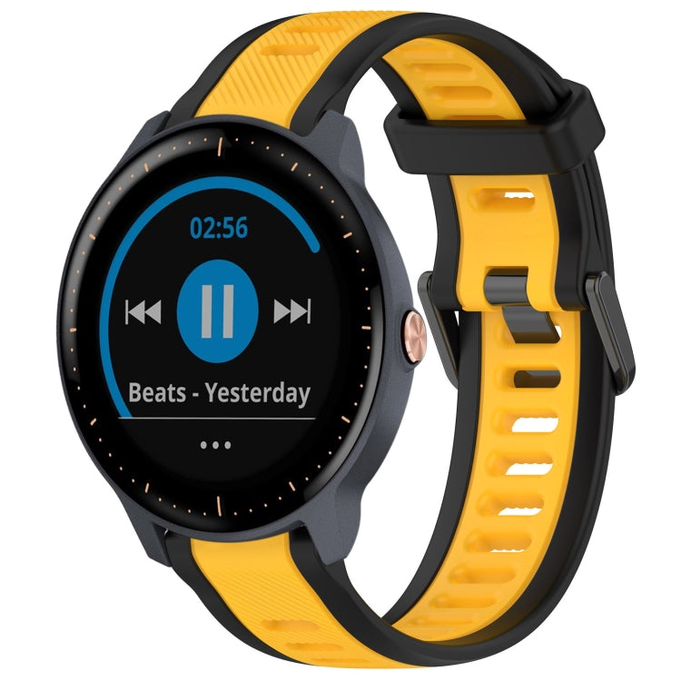 For Garmin Vivoactive3 Music 20mm Two Color Textured Silicone Watch Band(Yellow+Black) - Watch Bands by PMC TechLife | Online Shopping South Africa | PMC TechLife