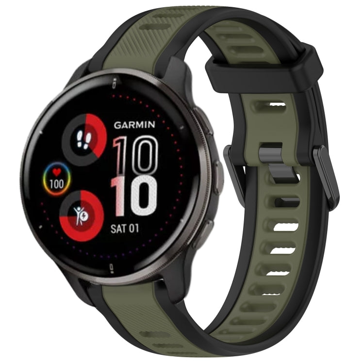 For Garmin Venu 2 Plus 20mm Two Color Textured Silicone Watch Band(Green+Black) - Watch Bands by PMC TechLife | Online Shopping South Africa | PMC TechLife