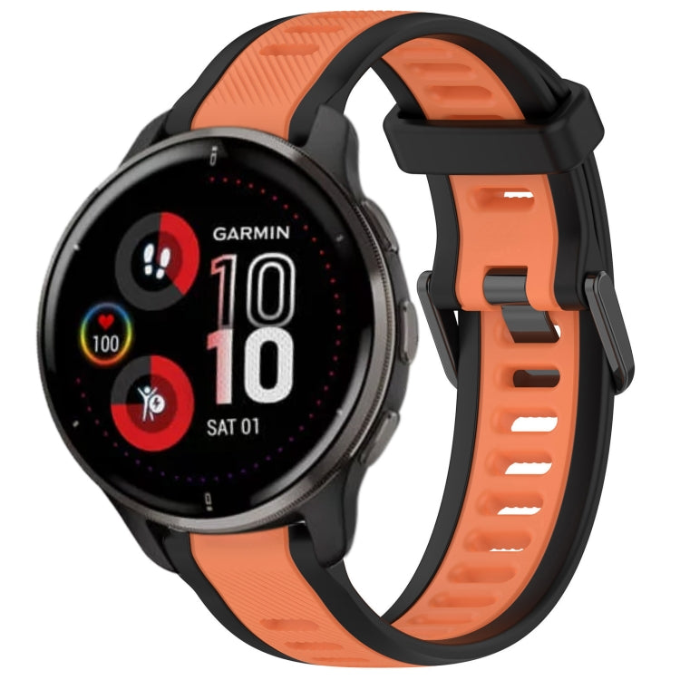 For Garmin Venu 2 Plus 20mm Two Color Textured Silicone Watch Band(Orange+Black) - Watch Bands by PMC TechLife | Online Shopping South Africa | PMC TechLife