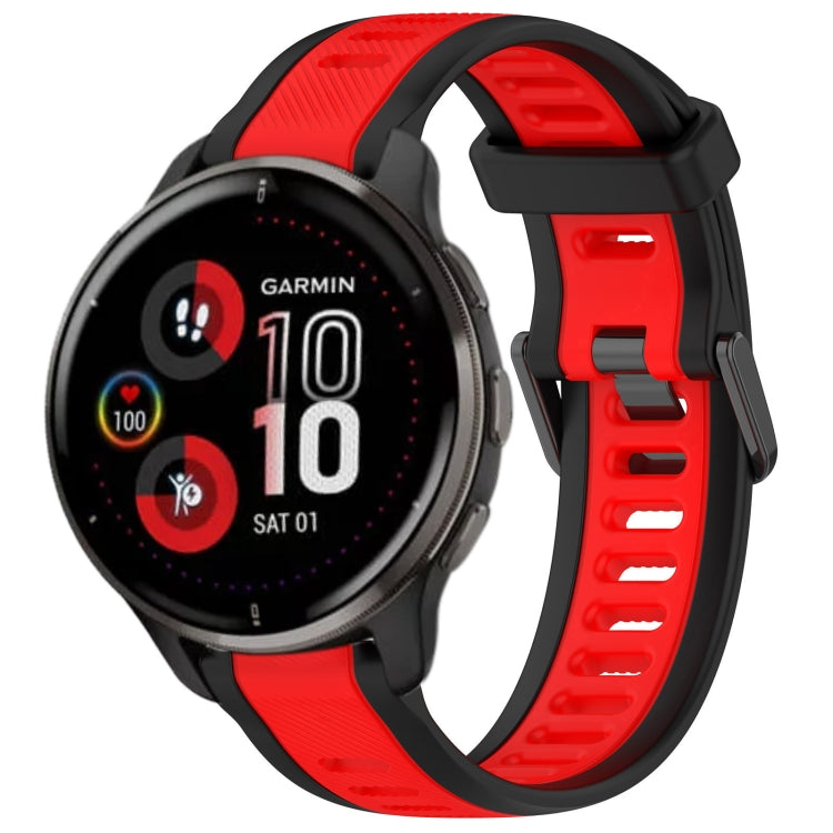 For Garmin Venu 2 Plus 20mm Two Color Textured Silicone Watch Band(Red+Black) - Watch Bands by PMC TechLife | Online Shopping South Africa | PMC TechLife