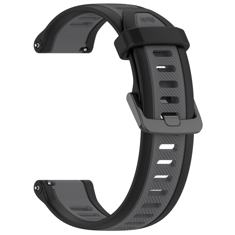 For Garmin Forerunner 158 20mm Two Color Textured Silicone Watch Band(Grey+Black) - Watch Bands by PMC TechLife | Online Shopping South Africa | PMC TechLife