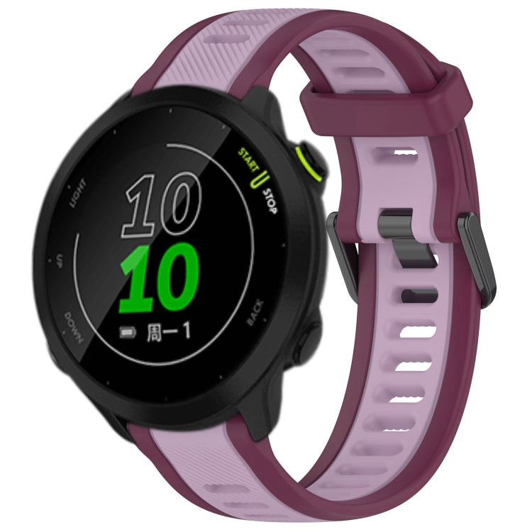 For Garmin Forerunner 158 20mm Two Color Textured Silicone Watch Band(Purple) - Watch Bands by PMC TechLife | Online Shopping South Africa | PMC TechLife