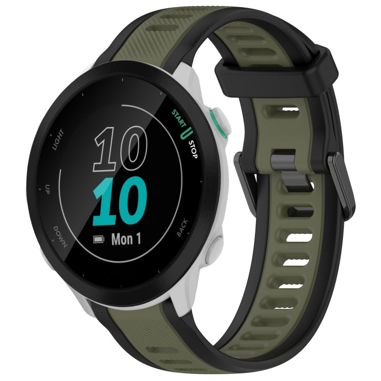For Garmin Forerunner 55 20mm Two Color Textured Silicone Watch Band(Green+Black) - Watch Bands by PMC TechLife | Online Shopping South Africa | PMC TechLife