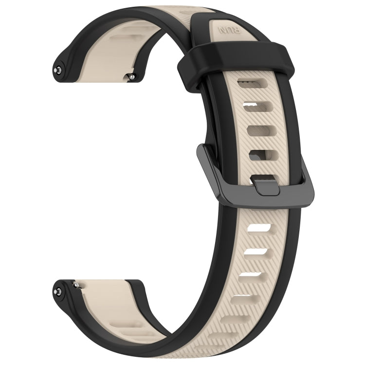 For Garmin Forerunner 55 20mm Two Color Textured Silicone Watch Band(Starlight + Black) - Watch Bands by PMC TechLife | Online Shopping South Africa | PMC TechLife