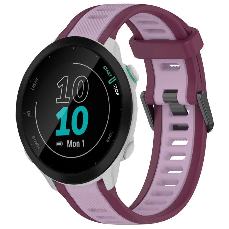 For Garmin Forerunner 55 20mm Two Color Textured Silicone Watch Band(Purple) - Watch Bands by PMC TechLife | Online Shopping South Africa | PMC TechLife