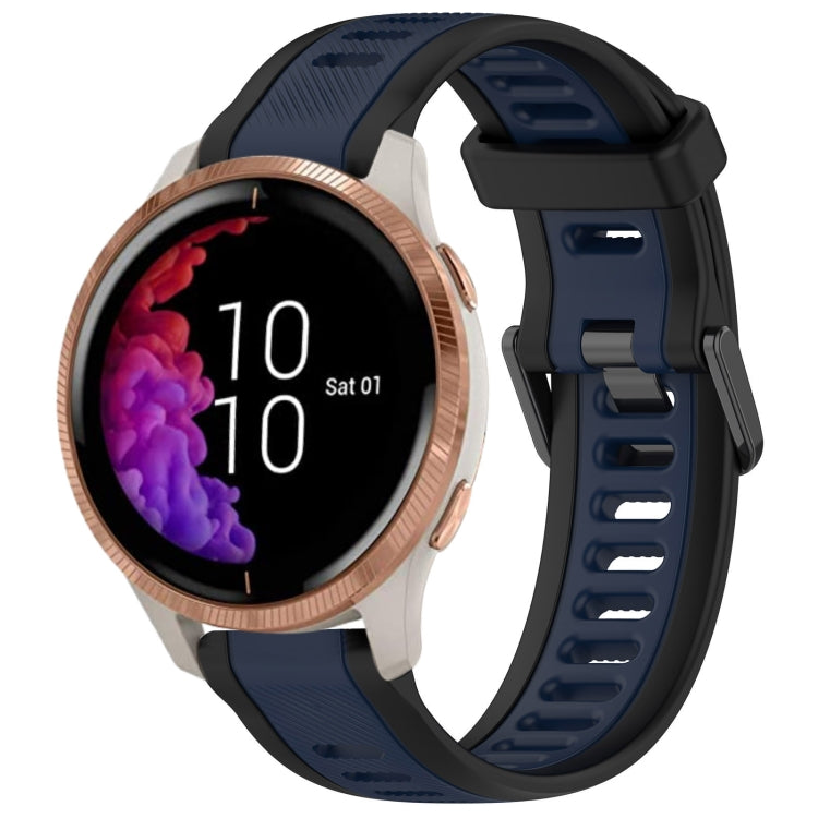 For Garmin Venu 20mm Two Color Textured Silicone Watch Band(Midnight Blue+Black) - Watch Bands by PMC TechLife | Online Shopping South Africa | PMC TechLife