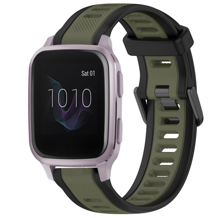 For Garmin Venu SQ 20mm Two Color Textured Silicone Watch Band(Green+Black) - Watch Bands by PMC TechLife | Online Shopping South Africa | PMC TechLife
