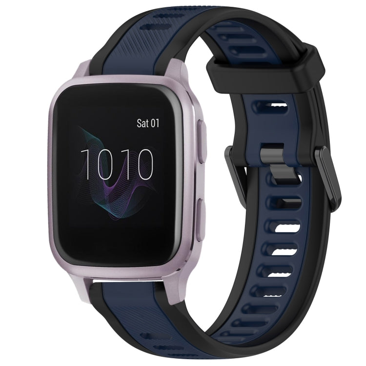 For Garmin Venu SQ 20mm Two Color Textured Silicone Watch Band(Midnight Blue+Black) - Watch Bands by PMC TechLife | Online Shopping South Africa | PMC TechLife