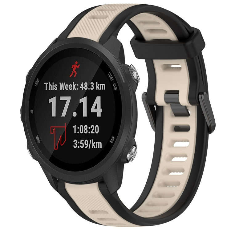 For Garmin Forerunner 245 / 245 Music 20mm Two Color Textured Silicone Watch Band(Starlight + Black) - Watch Bands by PMC TechLife | Online Shopping South Africa | PMC TechLife