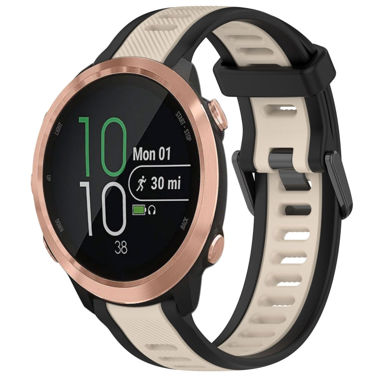 For Garmin Forerunner 645 / 645 Music 20mm Two Color Textured Silicone Watch Band(Starlight + Black) - Watch Bands by PMC TechLife | Online Shopping South Africa | PMC TechLife