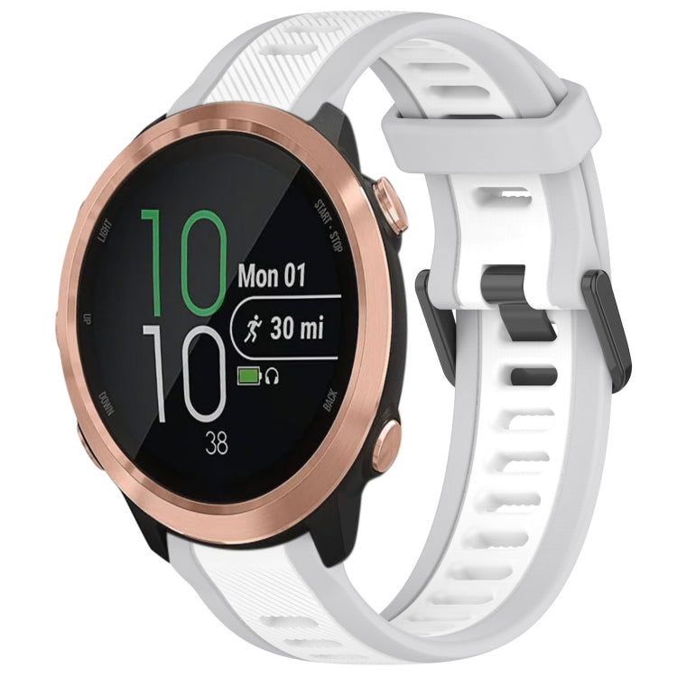 For Garmin Forerunner 645 / 645 Music 20mm Two Color Textured Silicone Watch Band(White+Grey) - Watch Bands by PMC TechLife | Online Shopping South Africa | PMC TechLife